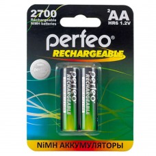 Аккумулятор Ni-Mh, 2700 mAh, АА, 2 шт., цена за 1 шт., Perfeo (PF AA2700/2BL)