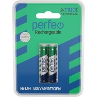 Аккумулятор Ni-Mh, 1100 mAh, ААА, 2 шт., цена за 1 шт., Perfeo (PF AAA1100/2BL PL), пластиковый блистер