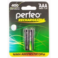 Аккумулятор Ni-Mh,400 mAh, ААА, 2 шт., цена за 1 шт., Perfeo (PF AAA400/2BL)