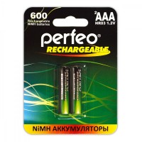 Аккумулятор Ni-Mh,600 mAh, ААА, 2 шт., цена за 1 шт., Perfeo (PF AAA600/2BL)