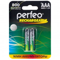 Аккумулятор Ni-Mh,800 mAh, ААА, 2 шт., цена за 1 шт., Perfeo (PF AAA800/2BL)