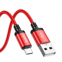 Кабель USB - micro USB, Hoco X89, 2.4A, нейлон, 1м, красный