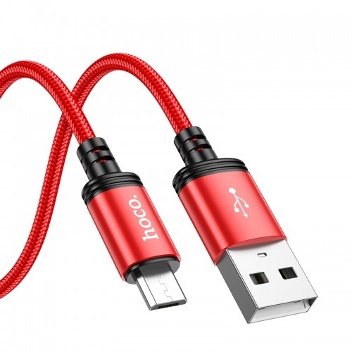 Кабель USB - micro USB, Hoco X89, 2.4A, нейлон, 1м, красный