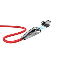 Кабель USB - микро USB, Hoco U75 Blaze magnetic, 1.2м, круглый, 3.0A, нейлон, магнитный, с индикатором, цвет: красный