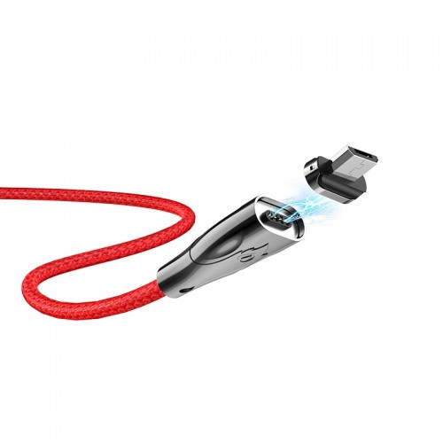 Кабель USB - микро USB, Hoco U75 Blaze magnetic, 1.2м, круглый, 3.0A, нейлон, магнитный, с индикатором, цвет: красный