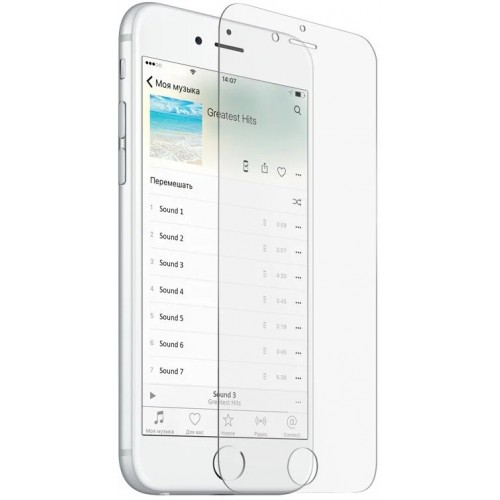 Защитное стекло Perfeo Apple iPhone 6/6S глянцевое, закругленные края 2.5D, толщина 0.26 мм, твердость 9H, (PF_4209)